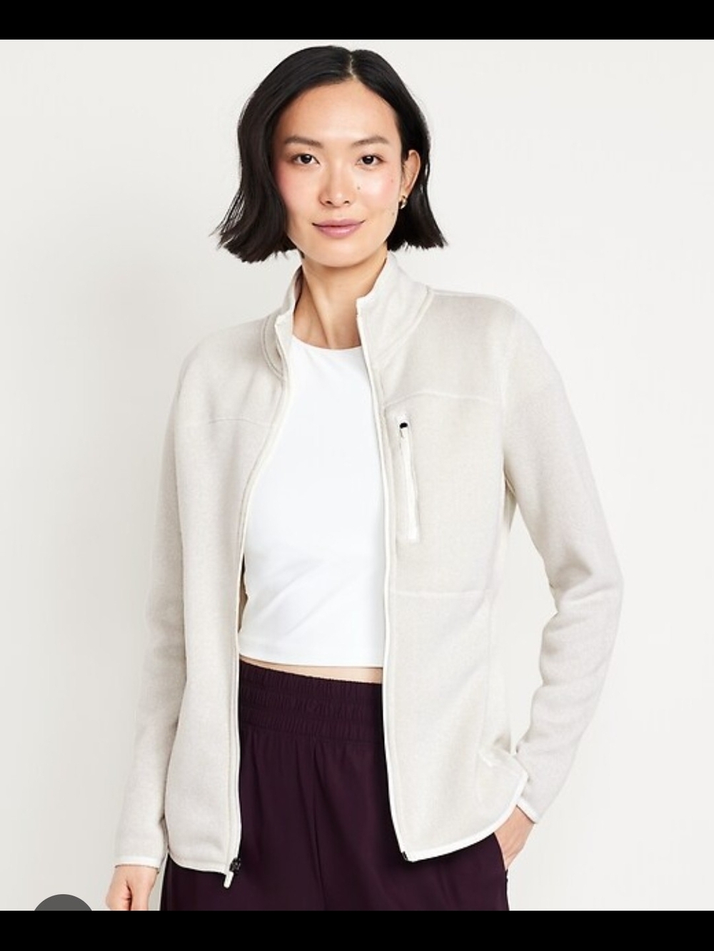 Old Navy Light Cream Teddy Fleece Full-Zip Jacket